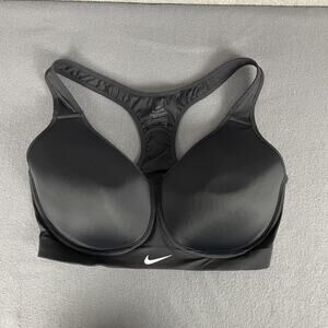 Nike Dri Fit Sports Bra Womens 34DD Black Padded Racerback High Support